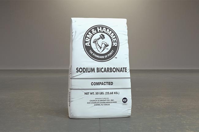 Compacted sodium bicarbonate pellets used for high-density applications