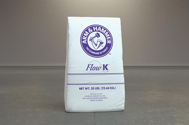 Flow-K sodium bicarbonate formula tailored for food-grade flow enhancement