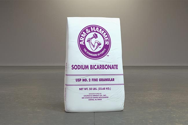 USP No.2 fine-grade sodium bicarbonate displayed in product container