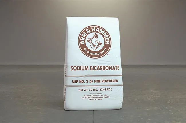 USP No.3 dust-free sodium bicarbonate shown in clear packaging